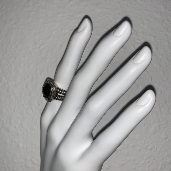 DAVID YURMAN onyx silver diamond albion ring 6.25 - Picture 3 of 8